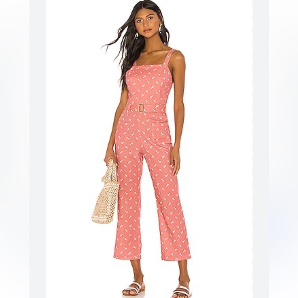 NWT ELLEJAY Holly Polka Dot Linen Blend Jumpsuit